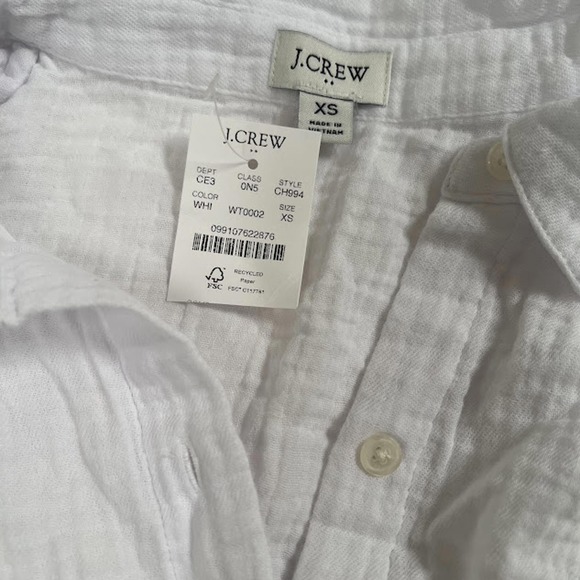 J.Crew White Crinkle Button-Down Tunic Shirt – NWT - Picture 7 of 7